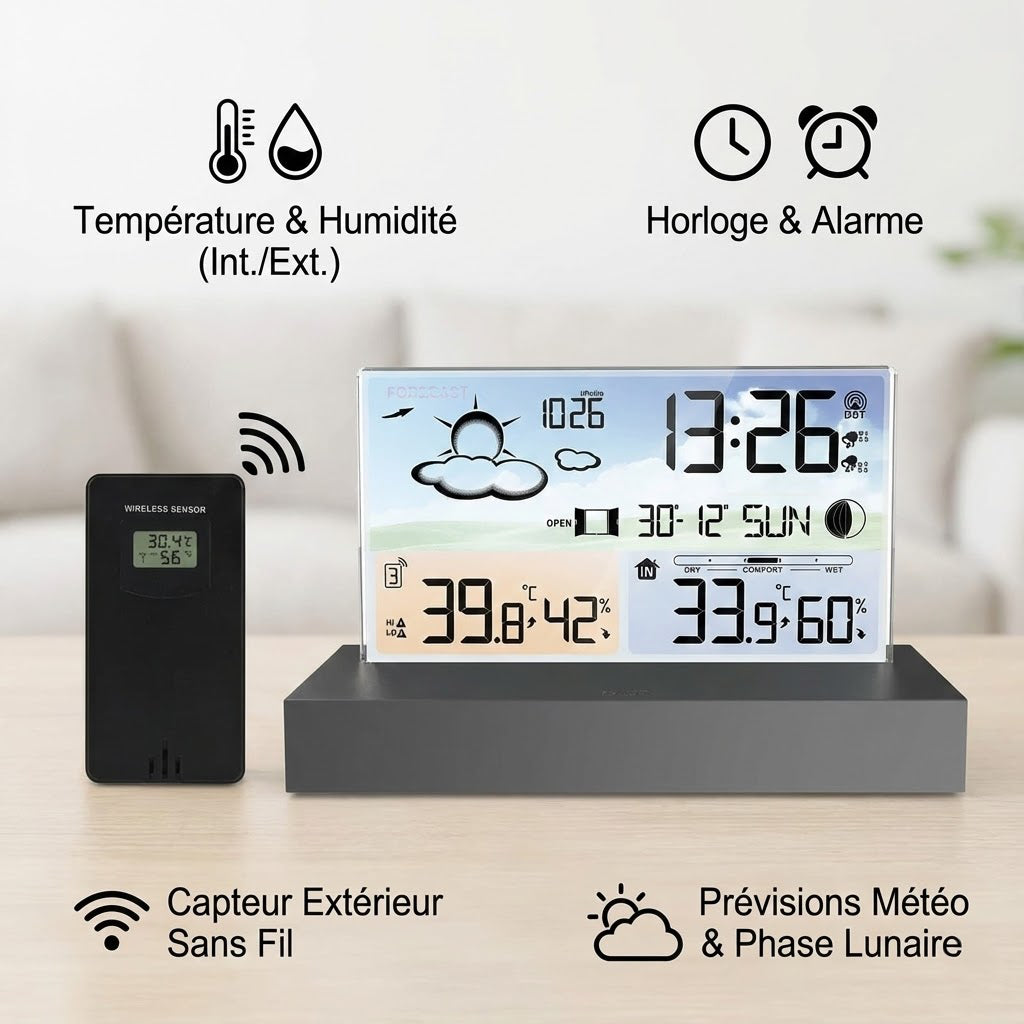 station météo maison design avec écran transparent