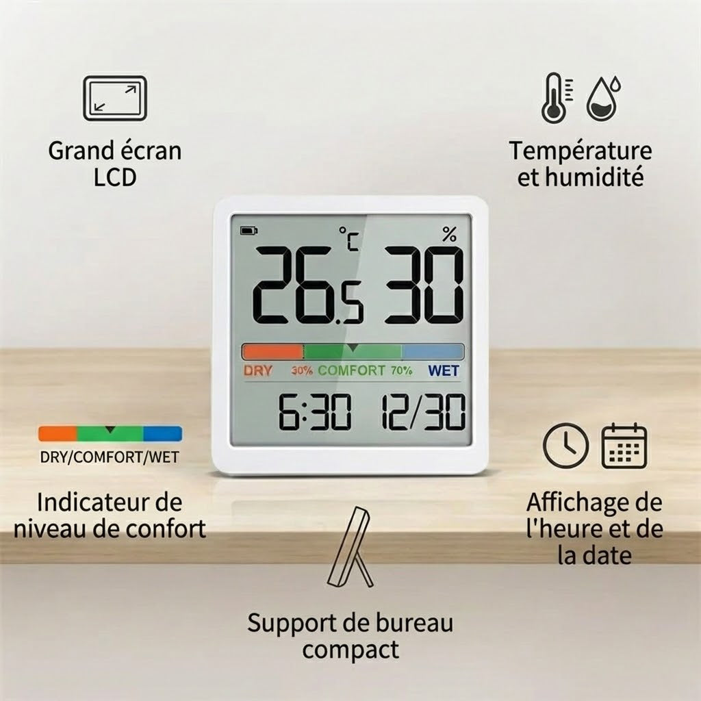 l'horloge thermomètre hygromètre