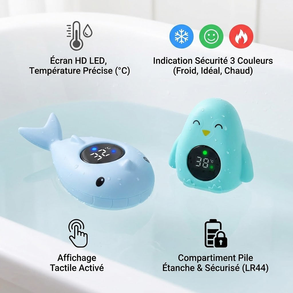 fonctions du thermomètre de bain digital