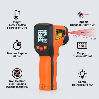 le thermomètre cuisine laser couleur orange
