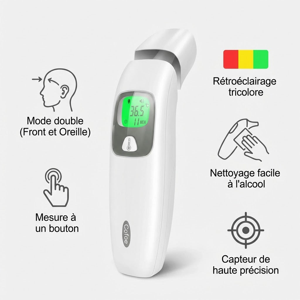 les fonctions du thermomètre frontal auriculaire