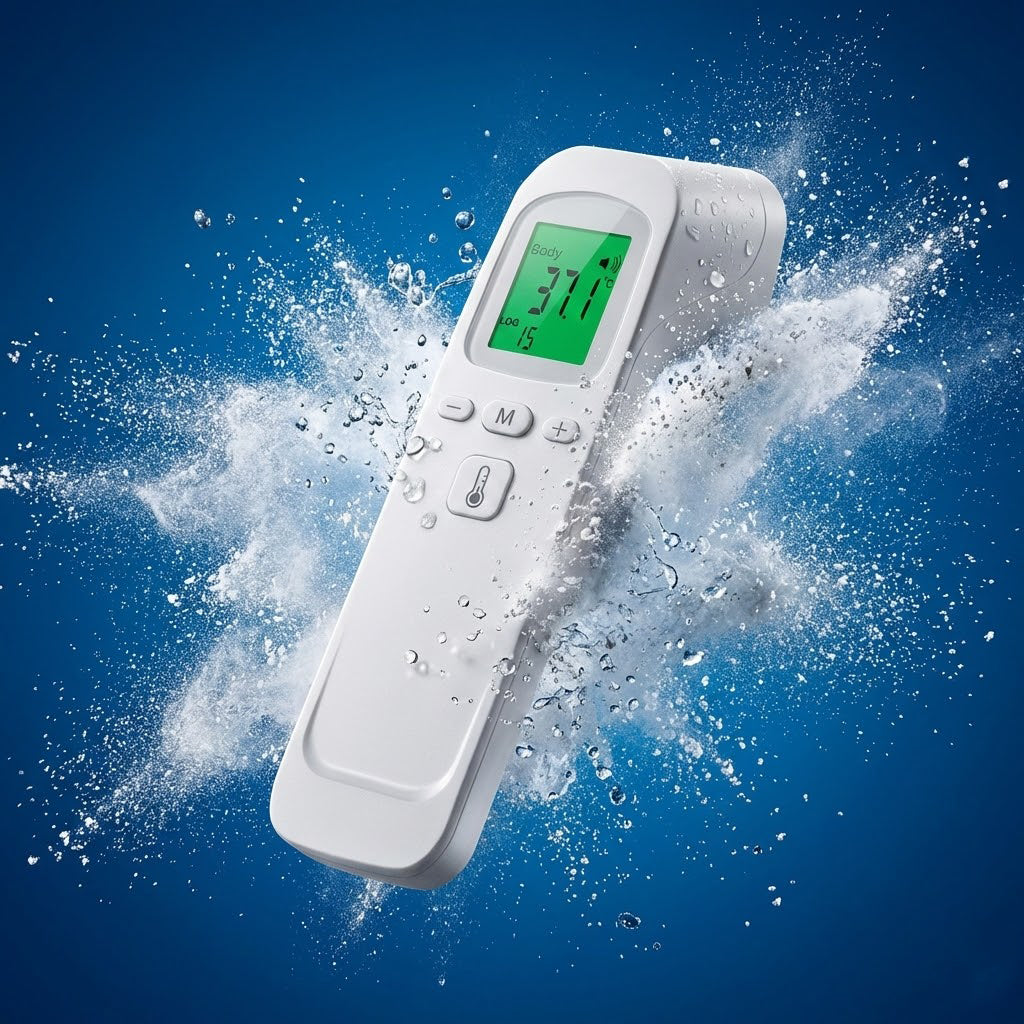 le thermomètre frontal pour bébé en blanc