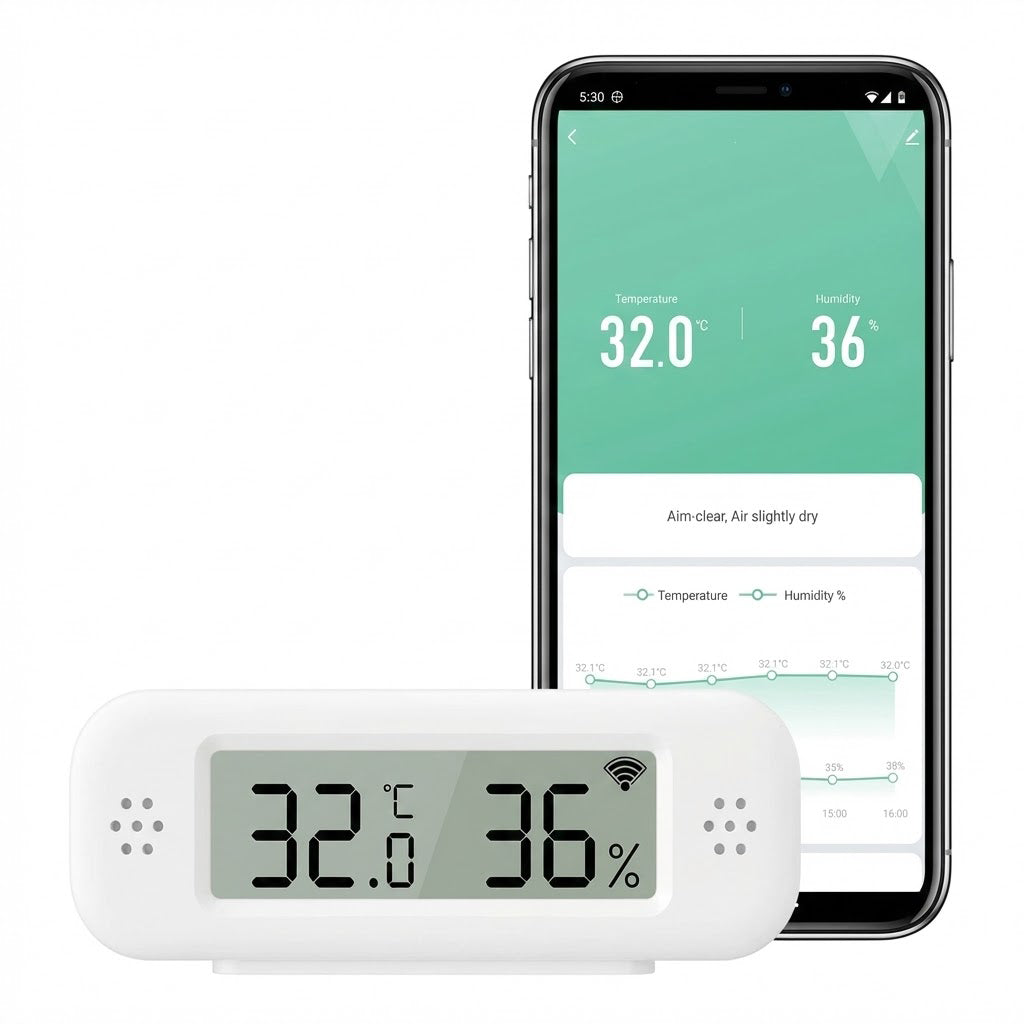 thermomètre intérieur connecté avec un capteur